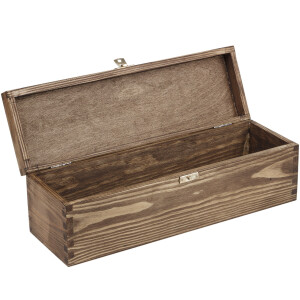 Holzkiste mit Deckel und Schloss, Flaschenkiste, 36 x 11 x 10 cm