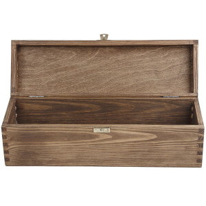 Holzkiste mit Deckel und Schloss, Flaschenkiste, 36 x 11 x 10 cm