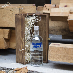 Holzkiste mit Deckel und Schloss, Flaschenkiste, 36 x 11 x 10 cm