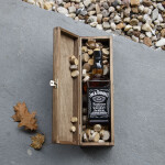 Holzkiste mit Deckel und Schloss, Flaschenkiste, 36 x 11 x 10 cm