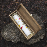 Holzkiste mit Deckel und Schloss, Flaschenkiste, 36 x 11 x 10 cm