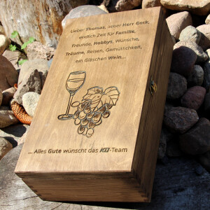 Holzkiste für 2 Flaschen, Flaschenkiste aus Holz, 36 × 20 × 10 cm