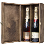 Holzkiste für 2 Flaschen, Flaschenkiste aus Holz, 36 × 20 × 10 cm