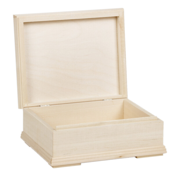 Kiste mit Deckel, Schmuckkiste aus Holz, unbehandelt, 17 × 12 × 6 cm