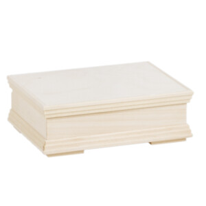 Kiste mit Deckel, Schmuckkiste aus Holz, unbehandelt, 17 × 12 × 6 cm