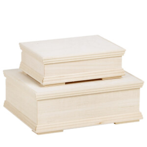 Kiste mit Deckel, Schmuckkiste aus Holz, unbehandelt, 17 × 12 × 6 cm