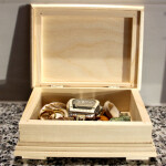 Kiste mit Deckel, Schmuckkiste aus Holz, unbehandelt, 17 × 12 × 6 cm