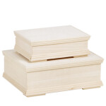 Kiste mit Deckel, Schmuckkiste aus Holz, unbehandelt, 17 × 12 × 6 cm