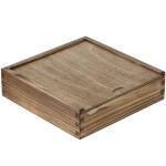 Quadratische Holzkiste, Schiebedeckel, USB-Fach, 18 × 18 × 5 cm