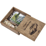 Quadratische Holzkiste, Schiebedeckel, USB-Fach, 18 × 18 × 5 cm