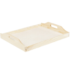 helles Birkenholz Tablett 30 x 40 cm geschwungene Griffe