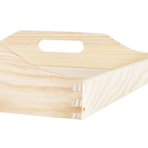 helles Birkenholz Tablett 30 x 40 cm geschwungene Griffe