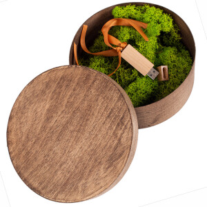 Runde Holzbox, Hozschachtel in Eiche Dunkel Ø 16,5 cm