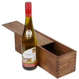 Weinbox aus Holz für 1 Weinflasche, Eiche Dunkel, 11 × 11 × 36 cm