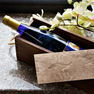 Weinbox aus Holz für 1 Weinflasche, Eiche Dunkel, 11 × 11 × 36 cm