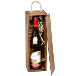 Weinbox aus Holz für 1 Weinflasche, Eiche Dunkel, 11 × 11 × 36 cm