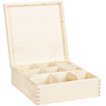Teekiste aus Holz mit 9 Unterteilungen 22,5 x 22,5 x 8 cm