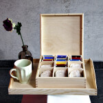 Teekiste aus Holz mit 9 Unterteilungen 22,5 x 22,5 x 8 cm