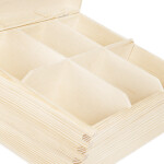 Unbehandelte Teekiste aus Holz, 6 Unterteilungen, 22,5 × 16,5 × 8 cm
