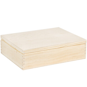 Teekiste aus Holz, unbehandelt, 12 Fächer, 28,5 × 23 × 8 cm
