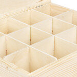 Teekiste aus Holz, unbehandelt, 12 Fächer, 28,5 × 23 × 8 cm