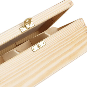 Unbehandelte Holz-Teekiste mit Schloss, 6 Fächer, 22,5 × 16,5 × 8 cm