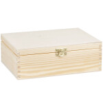 Unbehandelte Holz-Teekiste mit Schloss, 6 Fächer, 22,5 × 16,5 × 8 cm