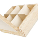 Unbehandelte Holz-Teekiste mit Schloss, 6 Fächer, 22,5 × 16,5 × 8 cm