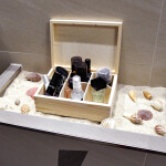 Unbehandelte Holz-Teekiste mit Schloss, 6 Fächer, 22,5 × 16,5 × 8 cm