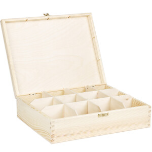Teekiste mit Schloss, 12 Fächer Kiste, 28,5 x 22,5 x...