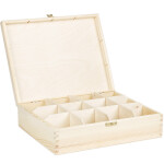 Teekiste mit Schloss, 12 Fächer Kiste, 28,5 x 22,5 x 8 cm