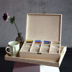 Teekiste mit Schloss, 12 Fächer Kiste, 28,5 x 22,5 x 8 cm