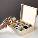 Teekiste mit Schloss, 12 Fächer Kiste, 28,5 x 22,5 x 8 cm