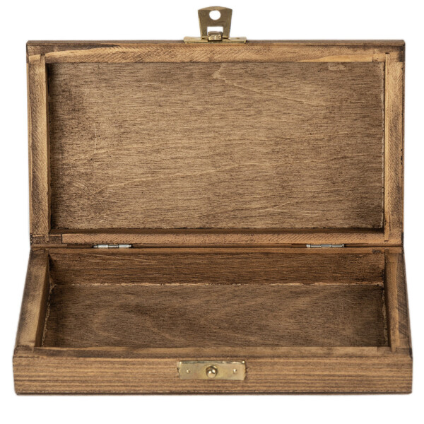 Kleine Kiste aus Holz für Geld mit Schloss, 18 × 10 × 3,5 cm