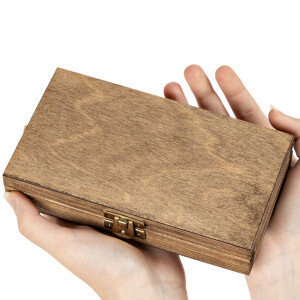 Kleine Kiste aus Holz für Geld mit Schloss, 18 × 10 × 3,5 cm