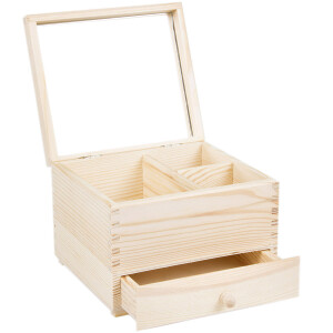 Schmuckkasten, Holz, mit Schublade und Spiegel,...