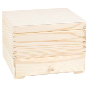 Schmuckkasten, Holz, mit Schublade und Spiegel, 18 × 15 × 11 cm