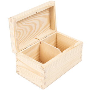 Organizer, Teekiste aus Holz mit 2 Fächern, 15 × 10 × 8 cm
