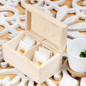 Organizer, Teekiste aus Holz mit 2 Fächern, 15 × 10 × 8 cm