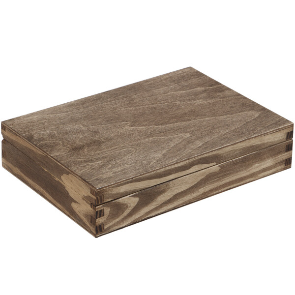 Flache kleine Holzkiste, Holzbox Eiche dunkel 24 x 17 x 5,5 cm