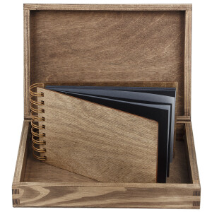 Flache kleine Holzkiste, Holzbox Eiche dunkel 24 x 17 x 5,5 cm