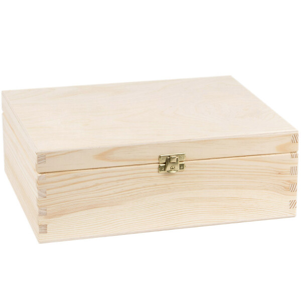 Holzkiste mit 3 Unterteilungen und Schloss, 30 × 23,5 × 11 cm