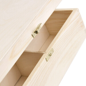 Holzkiste mit 3 Unterteilungen und Schloss, 30 × 23,5 × 11 cm