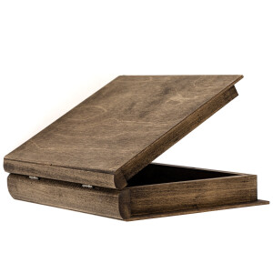 Kiste aus Holz in Eiche Dunkel, Buch Klappkiste