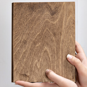 Kiste aus Holz in Eiche Dunkel, Buch Klappkiste