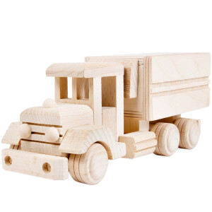 Holz-Sparschwein, Holzauto als Sparbüchse, 24 × 8 × 10 cm