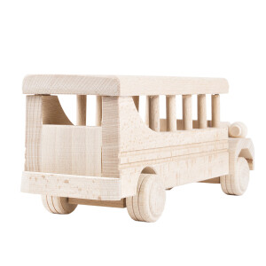 Holzauto, Bus aus Vollholz, Schulbus 29 × 9,5 × 10,5 cm