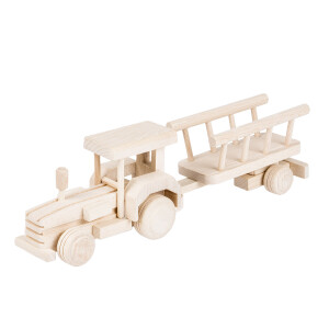 Traktor mit Anhänger, Bauernhof Holz...