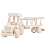 Traktor mit Anhänger, Bauernhof Holz Kinderspielzeug, 34 × 7 × 10 cm