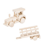 Traktor mit Anhänger, Bauernhof Holz Kinderspielzeug, 34 × 7 × 10 cm